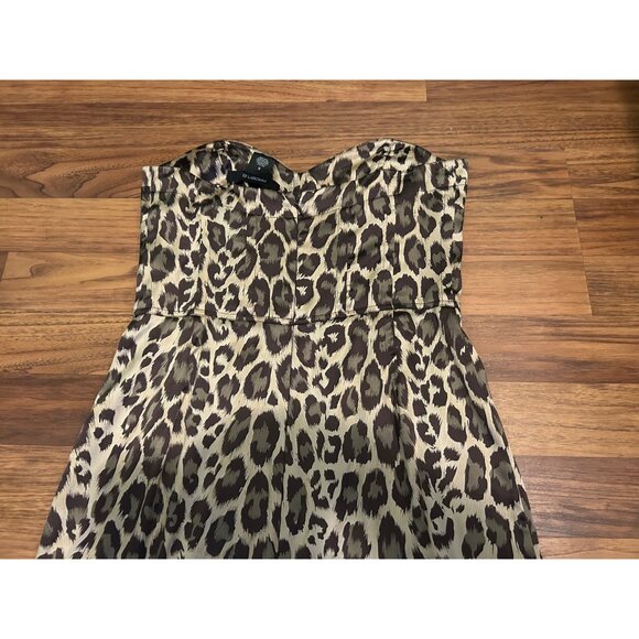 Arden B Strapless Silk Leopard Print Dress Sz S Animal Print Y2K Body con Cockta - Picture 12 of 16